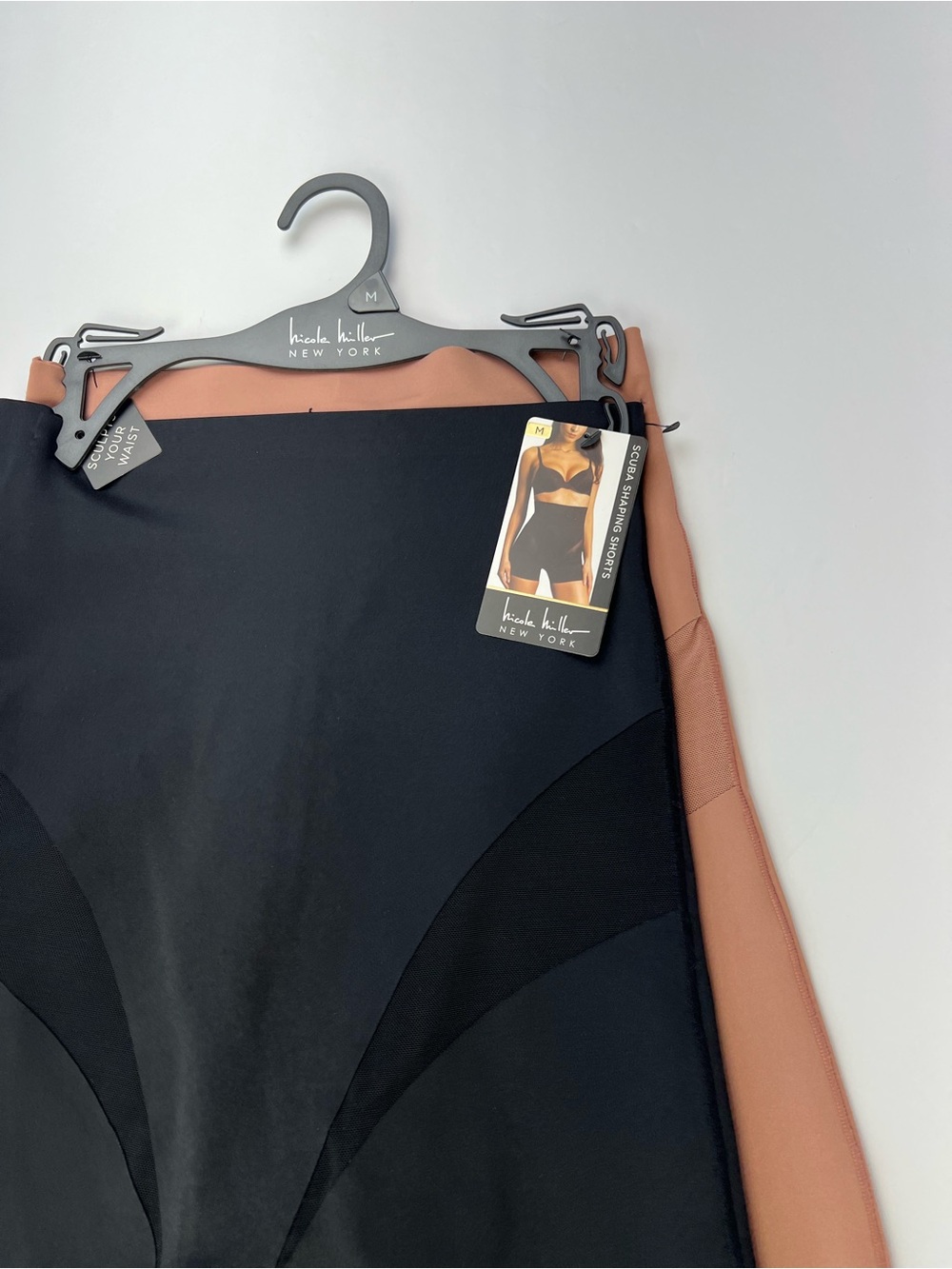 Sz M Nicole Miller New York 2 Scuba Shaping Shorts Hi Waist Control Power Mesh - Picture 5 of 8
